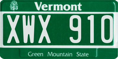 VT license plate XWX910