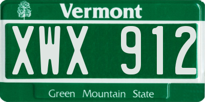 VT license plate XWX912