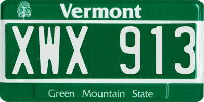 VT license plate XWX913