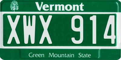 VT license plate XWX914