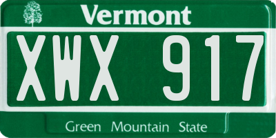 VT license plate XWX917