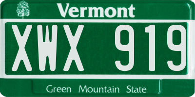 VT license plate XWX919