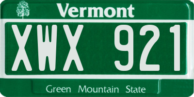 VT license plate XWX921