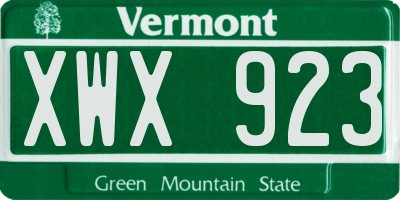 VT license plate XWX923
