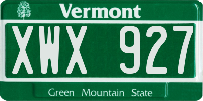 VT license plate XWX927