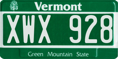 VT license plate XWX928