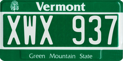VT license plate XWX937
