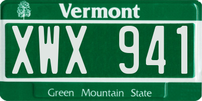VT license plate XWX941