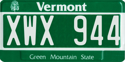 VT license plate XWX944