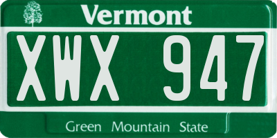 VT license plate XWX947