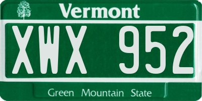 VT license plate XWX952