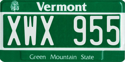 VT license plate XWX955