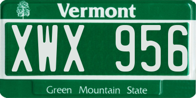 VT license plate XWX956