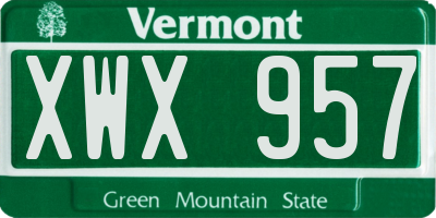 VT license plate XWX957