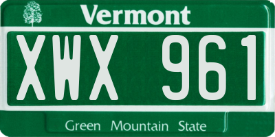 VT license plate XWX961