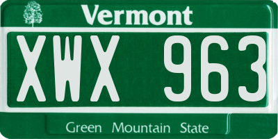 VT license plate XWX963