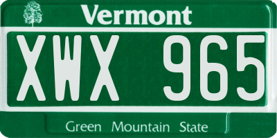 VT license plate XWX965