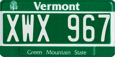 VT license plate XWX967