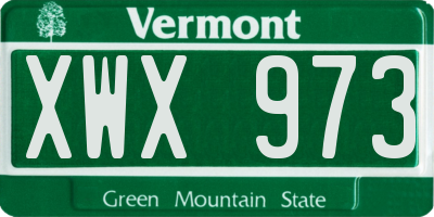 VT license plate XWX973