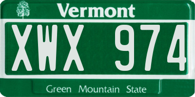 VT license plate XWX974
