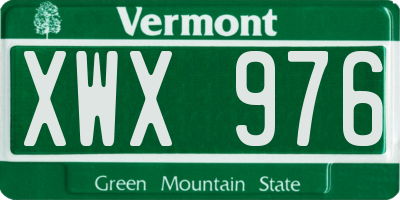 VT license plate XWX976