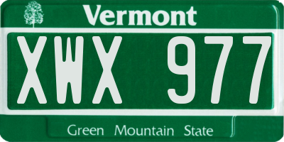 VT license plate XWX977