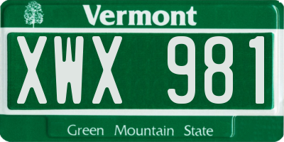 VT license plate XWX981