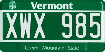 VT license plate XWX985