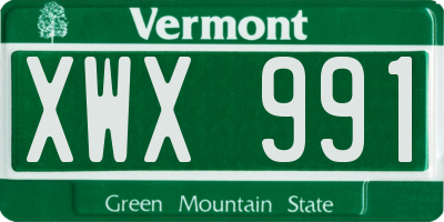 VT license plate XWX991