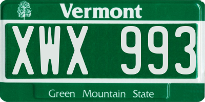 VT license plate XWX993