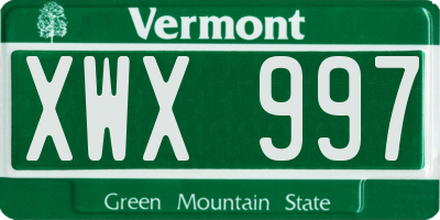 VT license plate XWX997