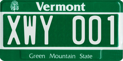 VT license plate XWY001
