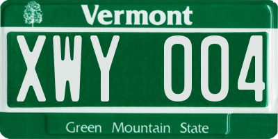 VT license plate XWY004