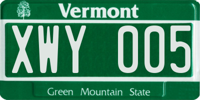 VT license plate XWY005