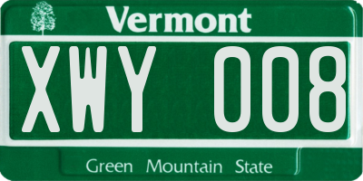 VT license plate XWY008