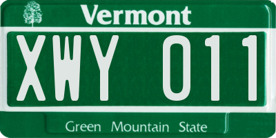 VT license plate XWY011