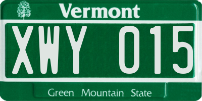 VT license plate XWY015