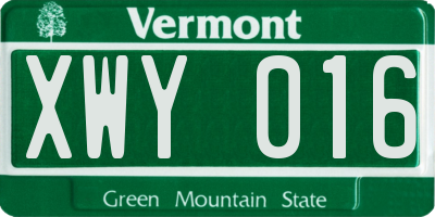 VT license plate XWY016