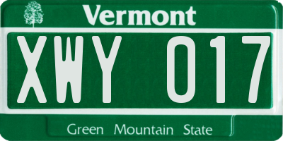 VT license plate XWY017