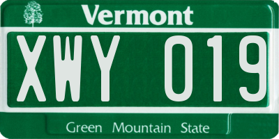 VT license plate XWY019