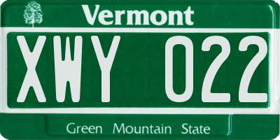 VT license plate XWY022