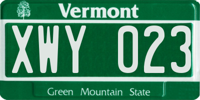 VT license plate XWY023