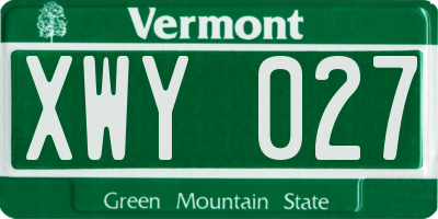 VT license plate XWY027