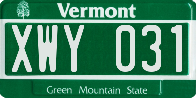 VT license plate XWY031