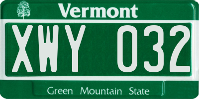 VT license plate XWY032