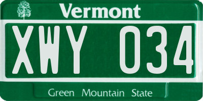 VT license plate XWY034