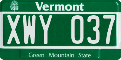 VT license plate XWY037