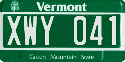 VT license plate XWY041