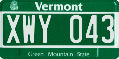 VT license plate XWY043