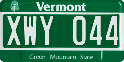 VT license plate XWY044